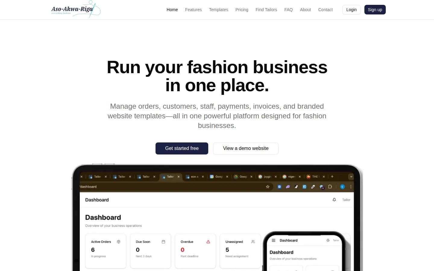 Homepage of the Aso-Akwa-Riga website, delivered by Skillverse